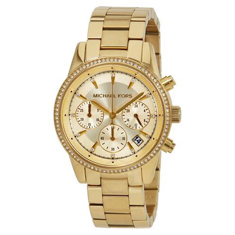 gold watch women michael kors|michael kors chronograph gold.